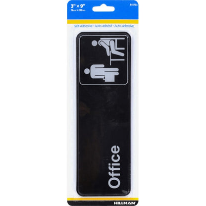 OFFICE SIGN BLK 3X9" - Pack of 6
