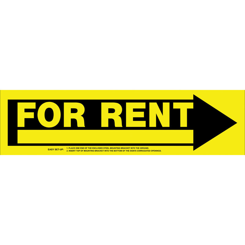 SIGN FOR RENT YLW 6X24" - Pack of 6