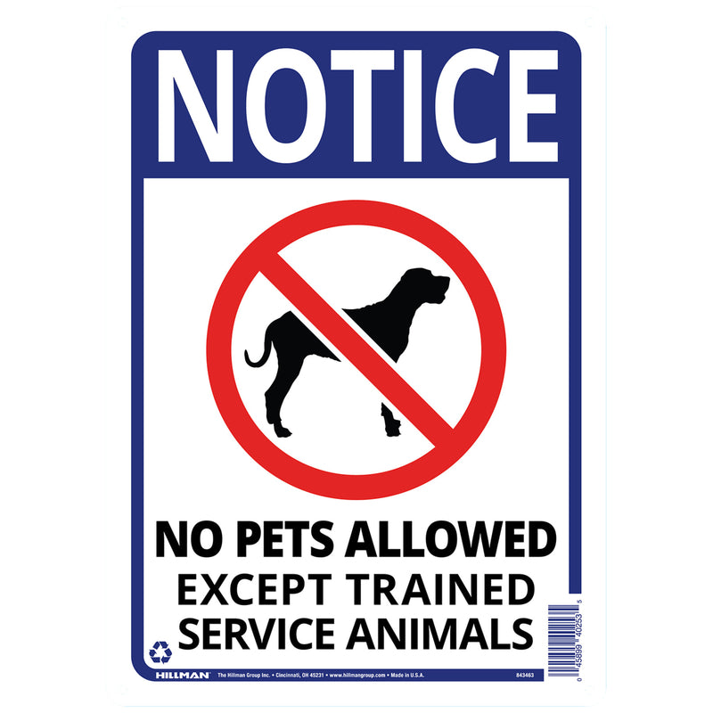 SIGN NO PETS 14X10" - Pack of 6