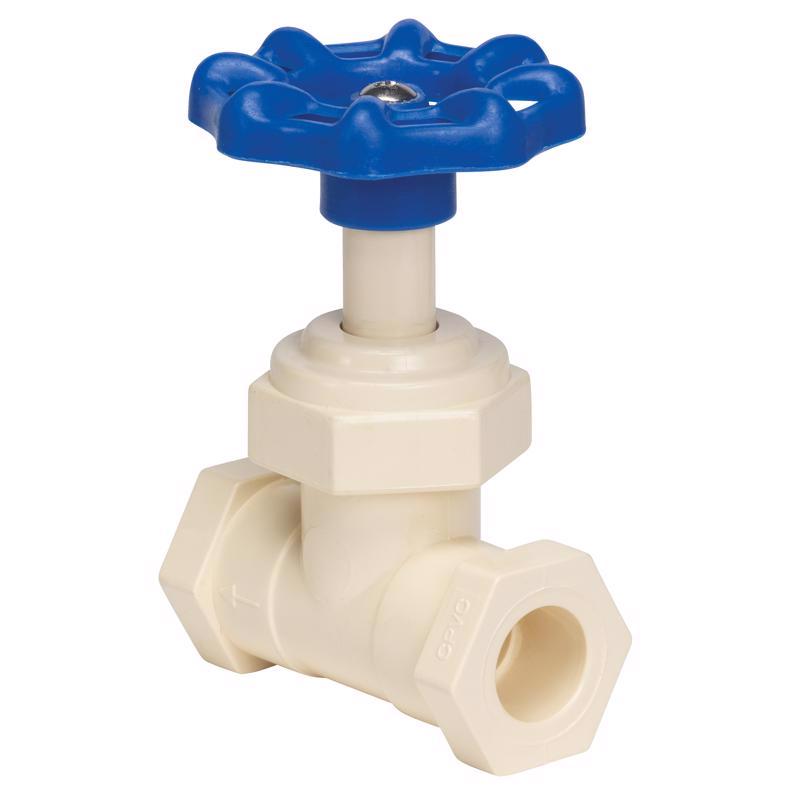 Emery Jensen 3/4-inch CPVC plastic valve stop with S and waste, used for controlling water flow in plumbing systems.