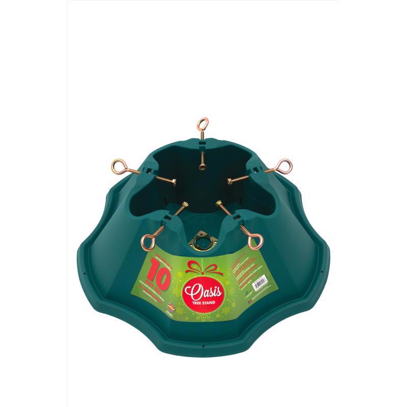 Emery Jensen Oasis 10ft plastic tree stand with sturdy base and adjustable fittings for secure holiday tree support