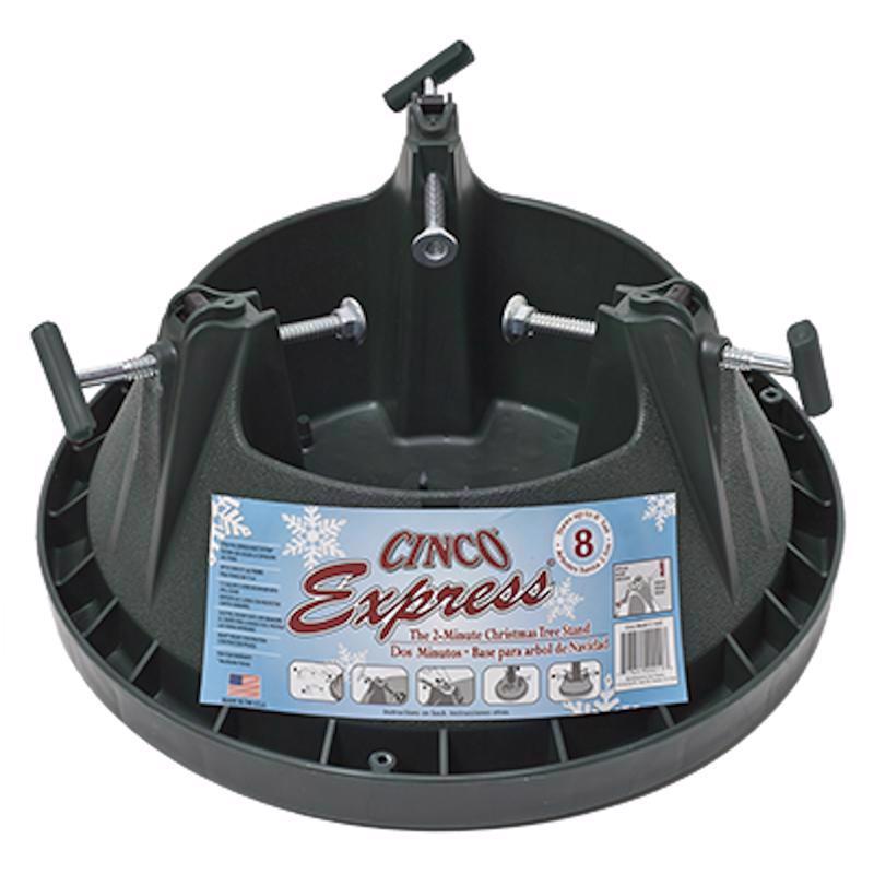 Small Emery Jensen plastic tree stand for secure support of Christmas trees, designed for easy setup and stability.