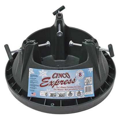 Small Emery Jensen plastic tree stand for secure support of Christmas trees, designed for easy setup and stability.