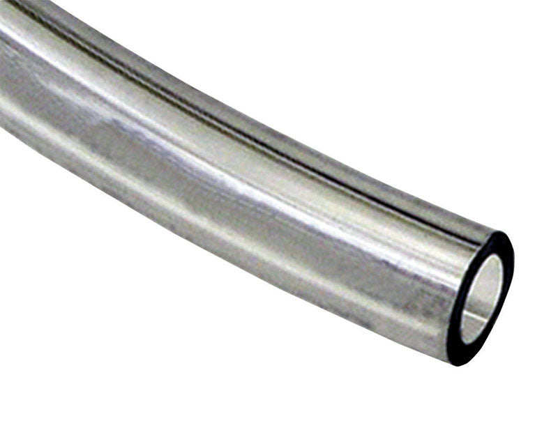 Emery Jensen vinyl plastic tubing, 1/8 inch inner diameter by 3/16 inch outer diameter, shown in clear flexible tubing for fluid transfer.