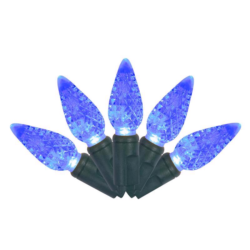 Emery Jensen Platinum LED C Sets PLAT C6 Lights, 50-count blue string lights with clear bulbs for decorative lighting.