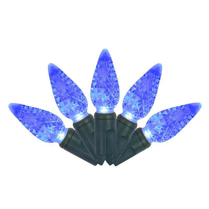 Emery Jensen Platinum LED C Sets PLAT C6 Lights, 50-count blue string lights with clear bulbs for decorative lighting.