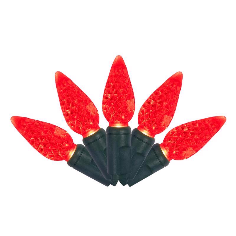 Emery Jensen Platinum LED C Sets, 50-count red lights, outdoor decorative string lights for festive occasions or holiday decor.