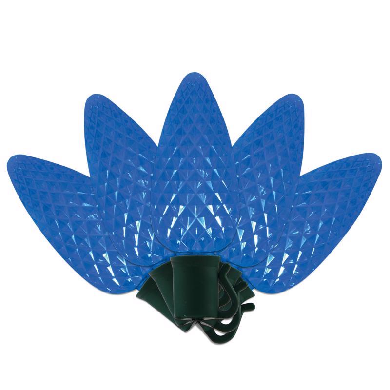 Emery Jensen Platinum LED C Sets, 25-count blue C9 Christmas lights, outdoor holiday string lights with warm glow.