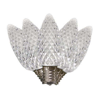 Emery Jensen Platinum LED C Sets C9 Lights, 25-count in warm white for festive holiday decorating.