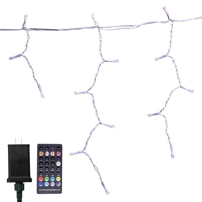 Emery Jensen Platinum LED Nets ICLC RGBW 150CT with colorful LED lights on black background.