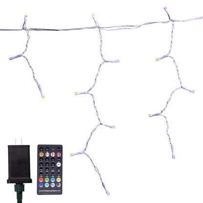 Emery Jensen Platinum LED Nets ICLC RGBW 150CT with colorful LED lights on black background.