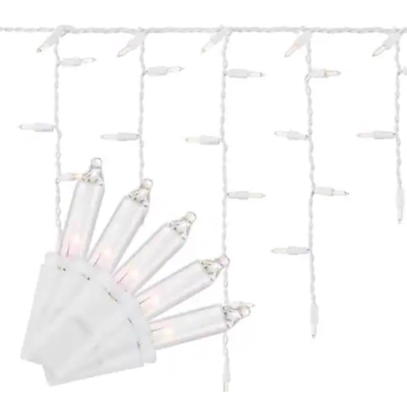 Emery Jensen Platinum LED Nets and Icicle lights in warm white, 100-count decorative string lights for festive decor.