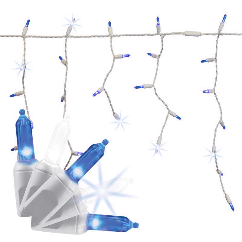 Emery Jensen platinum LED net icicle lights in a 100-count package, perfect for holiday decorations and festive lighting.