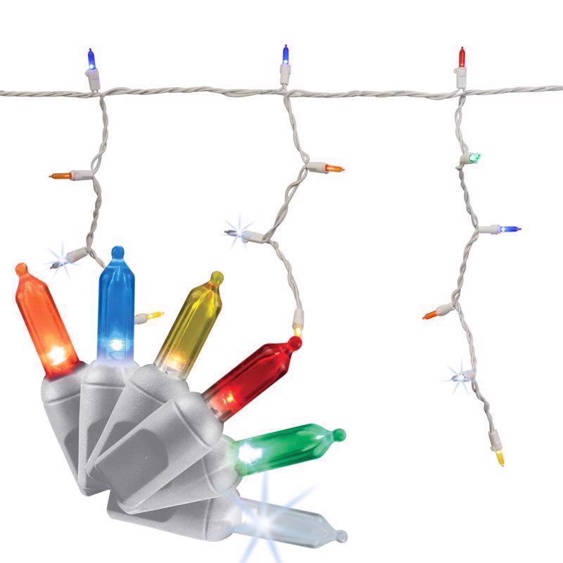 Emery Jensen Platinum LED Icicle Nets, 100 count, decorative silver LED string lights with icicle design for holiday decor.