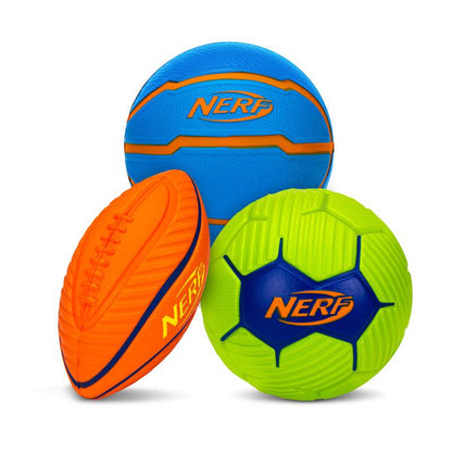 Set of three Emery Jensen foam playground balls in assorted colors, ideal for outdoor play and sports activities.