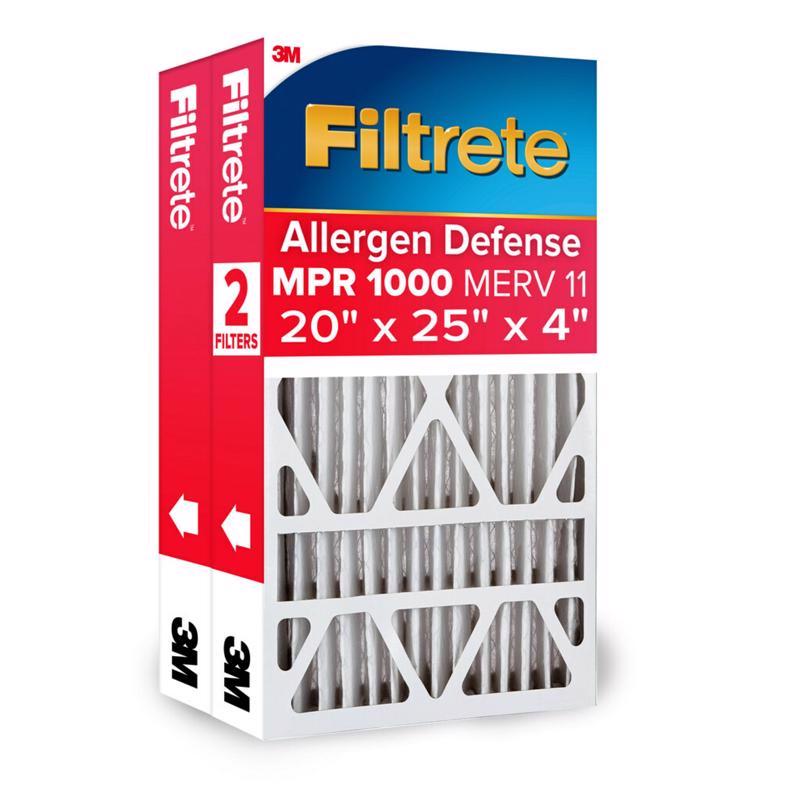 Two Emery Jensen red pleated air filters, 20x25x4 inches, designed for efficient air filtration in HVAC systems.