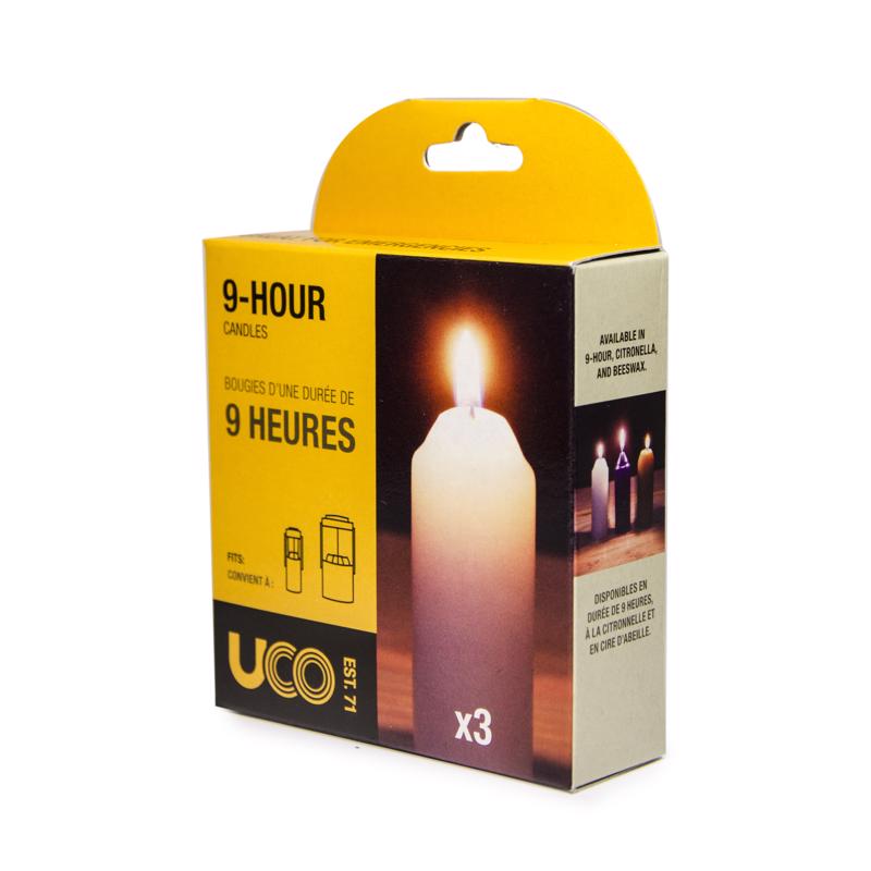 White plumbers candle by Emery Jensen, 9-hour burn time, designed for plumbing and repair applications.