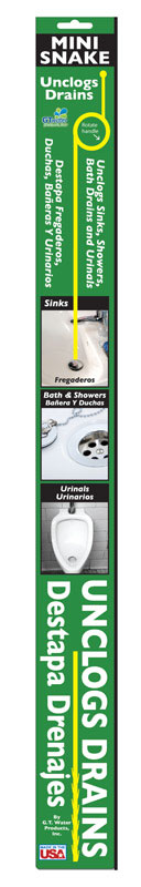Emery Jensen 1/4 inch drain unclogger plunger with rubber cup for clearing clogged drains in sinks and toilets.