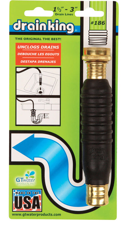 Emery Jensen drain unclogger plunger, 1.5 to 3 inches, with rubber cup and handle for effective drain opening.