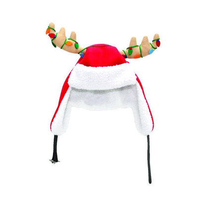 Pack of 12 plush Emery Jensen Antler Santa Hats, 17 inches, festive holiday decor with soft fabric and antler design.