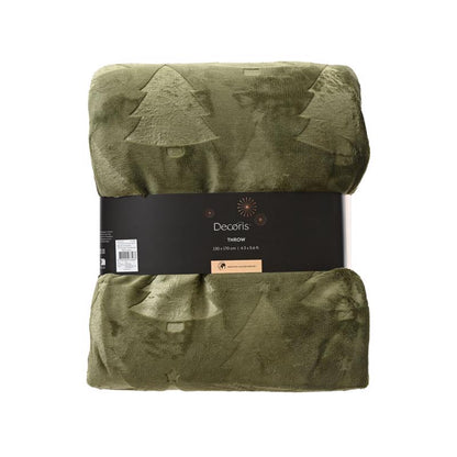 Emery Jensen plush decor blanket tree in green, 5.6 feet tall, soft and decorative for cozy home accents.