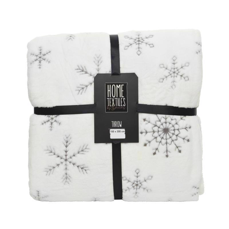 Emery Jensen plush snowflake throw blanket, soft decorative throw with snowflake pattern for cozy winter decor.