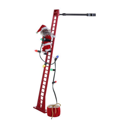 Emery Jensen plush decor Santa ladder figurine, 40 inches tall, soft and festive holiday decoration for home or display.