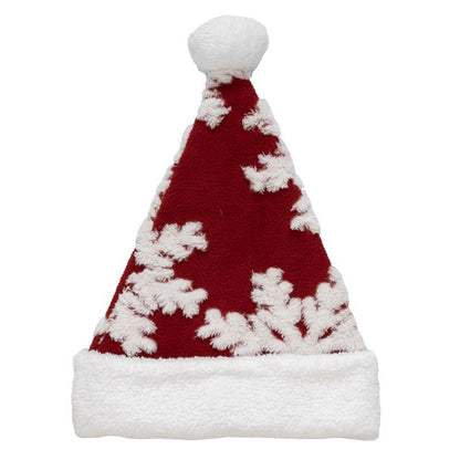 Pack of 12 Emery Jensen plush decor Cmas hat snowflake in red and white, soft festive holiday decorative plush items