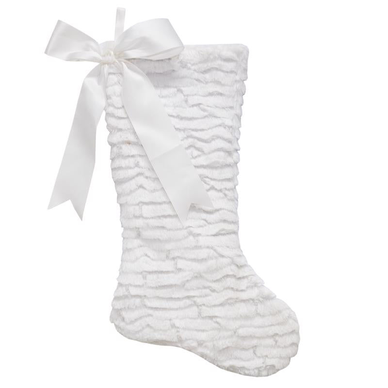 Set of 12 ivory plush Christmas stockings by Emery Jensen, 20-inch holiday decor for festive decoration.