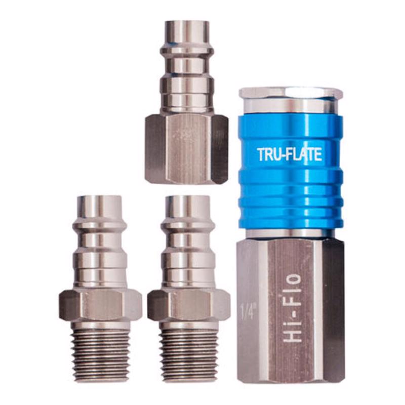 Emery Jensen pneumatic coupler and plug kit 1/4 inch, air compressor accessories, metal fittings for pneumatic tools.