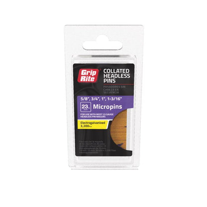 Emery Jensen micro pin nails, 23 gauge, pneumatic and gas-powered, pack of 5, with fine, small-diameter nails for precise fastening.