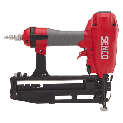 Emery Jensen 16-gauge pneumatic finish nailer with 2.5-inch nails, suitable for carpentry and trim work, shown in the image.