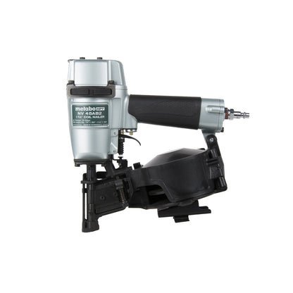 Emery Jensen pneumatic roof nailer coil 1-3/4-inch for roofing projects, shown with nailer and coil in a workshop setting.
