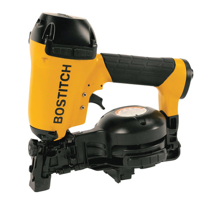Emery Jensen roofing nailer coil BOST, a pneumatic nailer used for roofing applications, with a metal coil magazine and ergonomic grip.