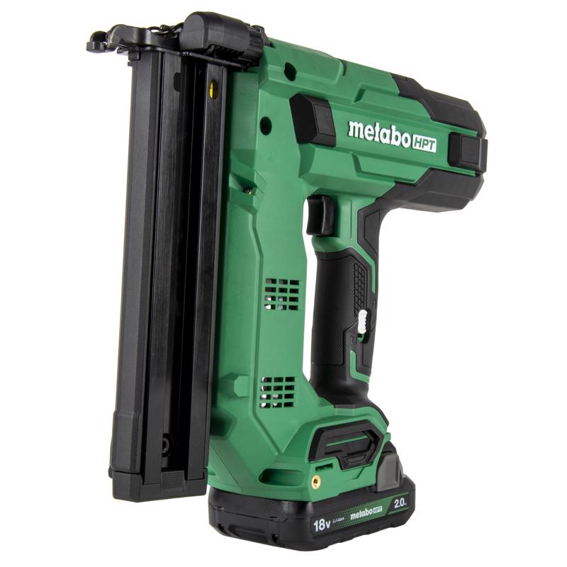 Emery Jensen Crown Staplr 18GA 1/4-inch pneumatic stapler shown with metal body and trigger for heavy-duty stapling tasks.
