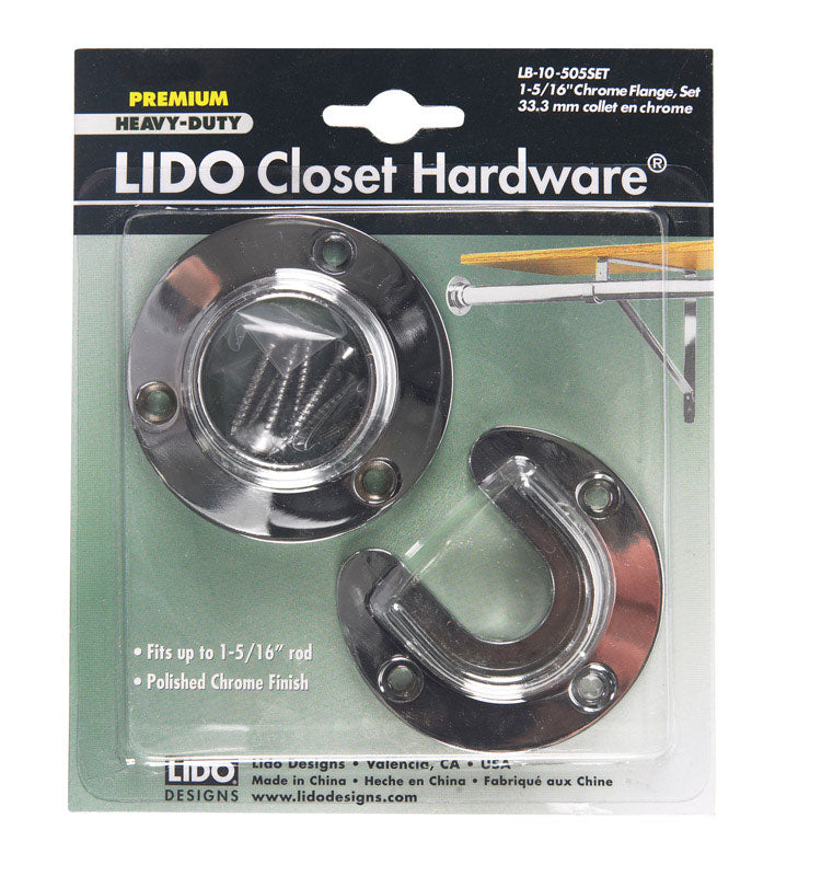 Emery Jensen Lido Closet Flange Chrome pole socket for secure curtain or rod installation, with a polished chrome finish.