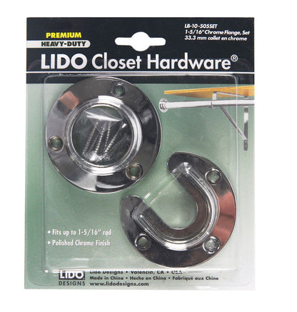 Emery Jensen Lido Closet Flange Chrome pole socket for secure curtain or rod installation, with a polished chrome finish.