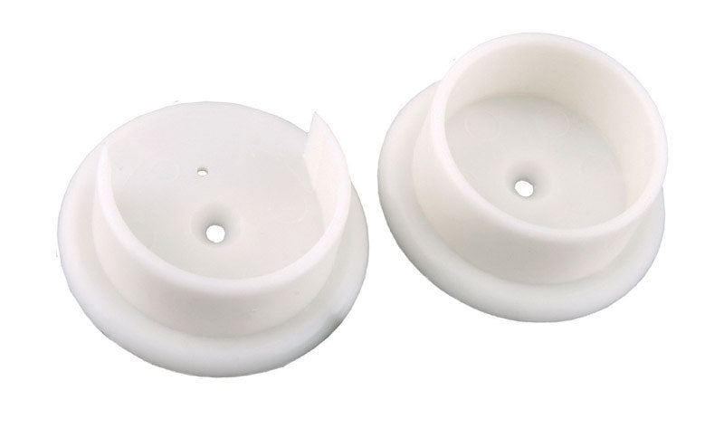 Emery Jensen white pole socket CD/2 for secure mounting of poles and posts, shown in close-up view.