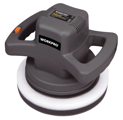 Emery Jensen 10-inch orbital buffer polisher for automotive and surface polishing, featuring a sturdy design and ergonomic grip.