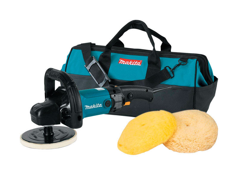 Emery Jensen 10amp 7-inch polisher kit with ergonomic handle and polishing pads for automotive and surface detailing.