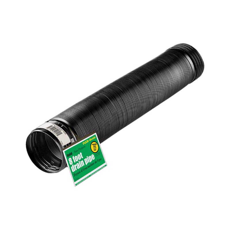Emery Jensen Flex-drain solid 8-foot poly corrugated drain pipe, flexible and durable for drainage applications