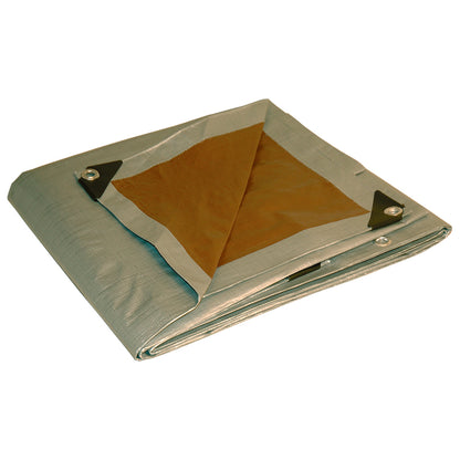 Emery Jensen REVRS TARP POLY 10x20' in gray polyethylene material, rectangular outdoor tarp for covering and protection.