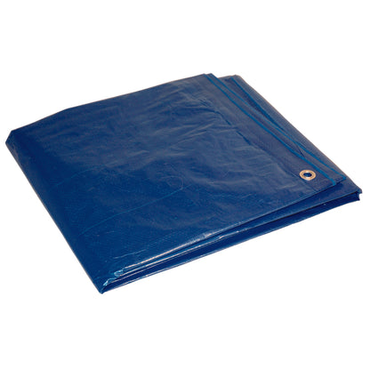 Blue Emery Jensen poly tarp, 8x10 feet, durable weather-resistant polyethylene tarp for covering and protection.