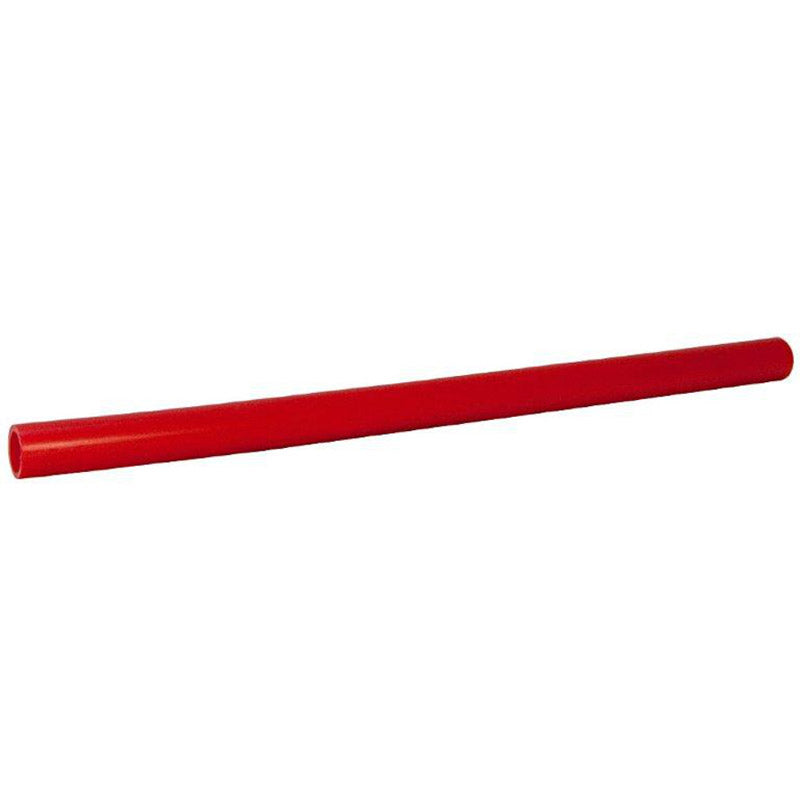 Red 1x10-inch PEX polyethylene pipe from Emery Jensen, durable tubing for plumbing and irrigation applications.