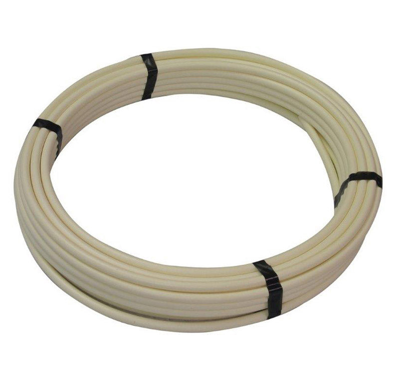 Emery Jensen 1/2-inch PEX polyethylene tubing pipe, 25 feet long, used for plumbing and water supply installations.