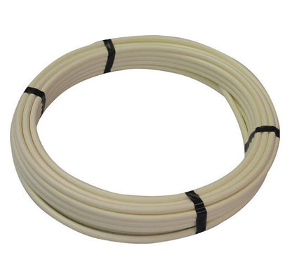 Emery Jensen 1/2-inch PEX polyethylene tubing pipe, 25 feet long, used for plumbing and water supply installations.