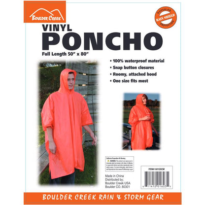 PONCHO VINYL 50"X80"ORNG