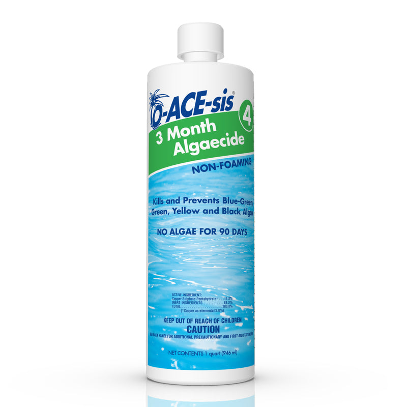Emery Jensen 3-month algae control pool chemical in 1-quart bottles, pack of 12, for maintaining clear swimming pool water.