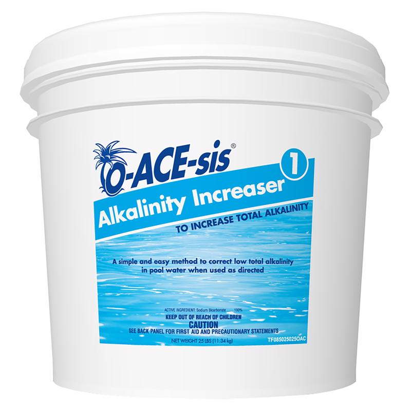 Emery Jensen alkalinity increaser 25lb pool chemical bag for balancing pool water alkalinity and chemistry.