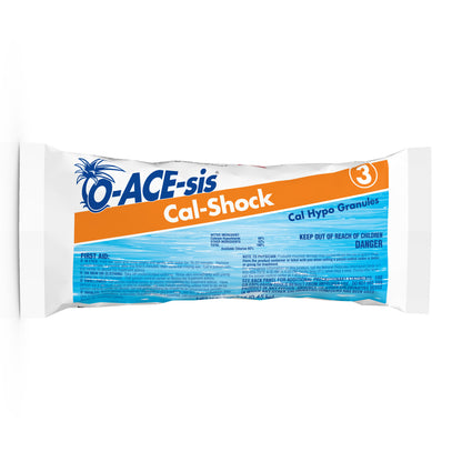 Emery Jensen Cal-Shock 1lb pool chemical packs, 12-pack for chlorine shock treatment in swimming pools.